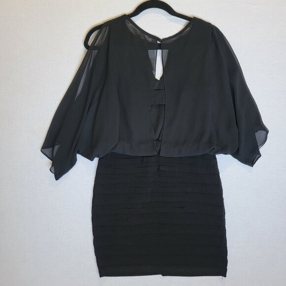 Cache Cocktail Dress Womens Small Sheer Chiffon Bodice Cold Shoulder Formal - Picture 5 of 9